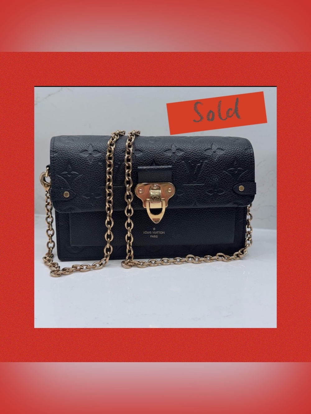 Louis Vuitton Black Monogram Empreinte Crossbody with Gold Hardware
